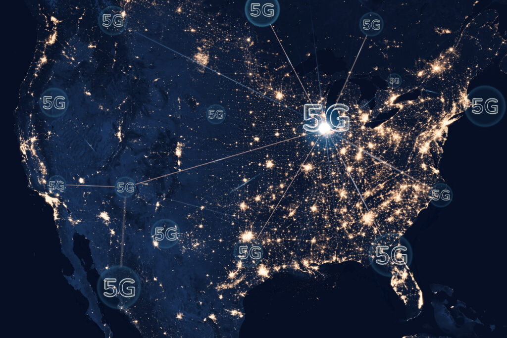 T-Mobile 5G network coverage map across the USA with urban and rural areas